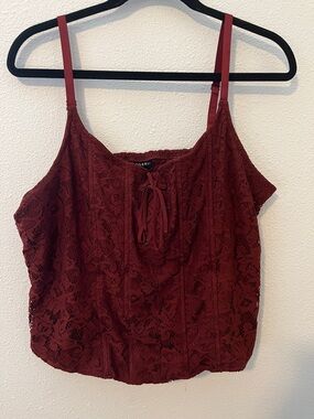 Torrid Burgundy Lace Corset-Style Cami